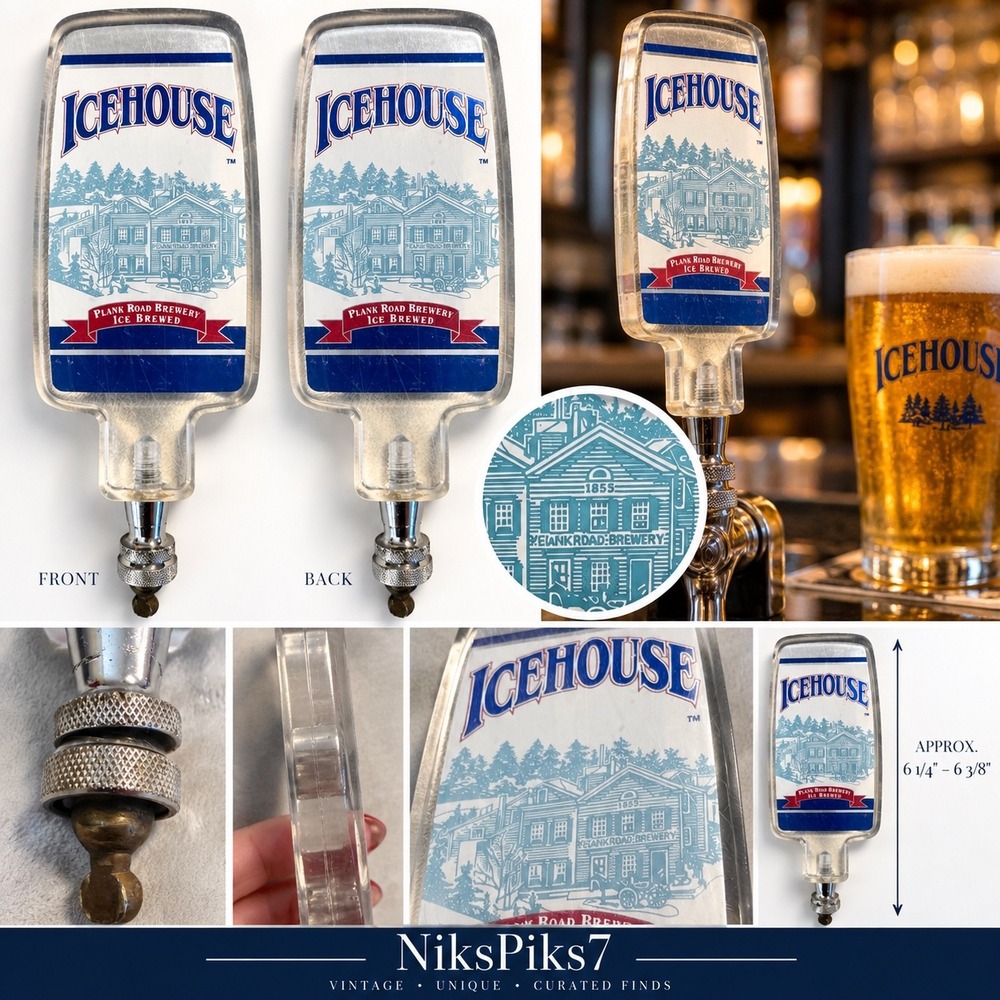 Vintage 1990s Icehouse Plank Road Brewery Beer Tap Handle Clear Acrylic